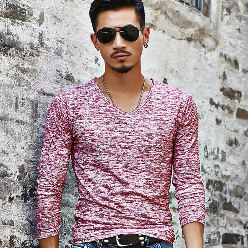 V-Neck Slim Fit Long Sleeve T-shirt