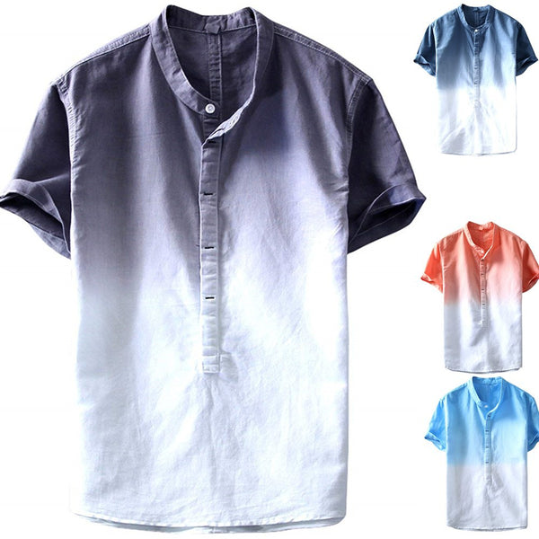 Stand-collar linen shirts