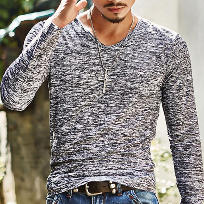 V-Neck Slim Fit Long Sleeve T-shirt