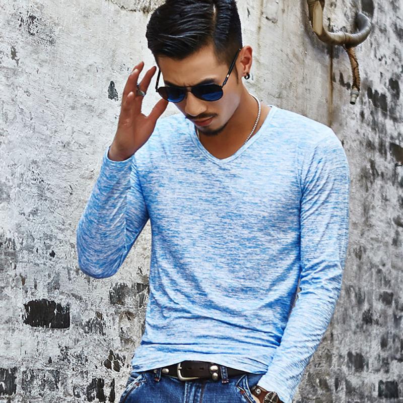 V-Neck Slim Fit Long Sleeve T-shirt