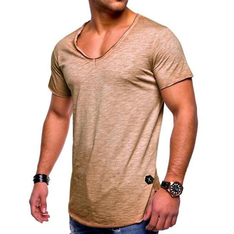 Men's V-neck Short-sleeved Youth Shirt