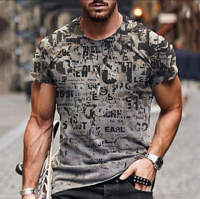 3D Digital Round Neck Short Sleeve T-Shirt