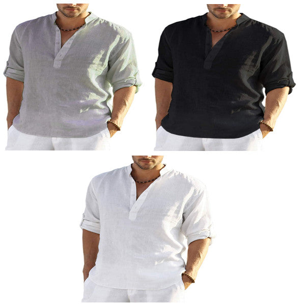 Men's Casual Cotton Linen Shirt